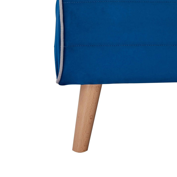 CANON Modern Velvet Foldable Sofa Bed with Piping Design - 3-Position Adjustable Backrest, Converts to Bed in 10 Seconds, Includes Pillow, Blue Space-Saving Sofa Bed for Small Default -DTYStore