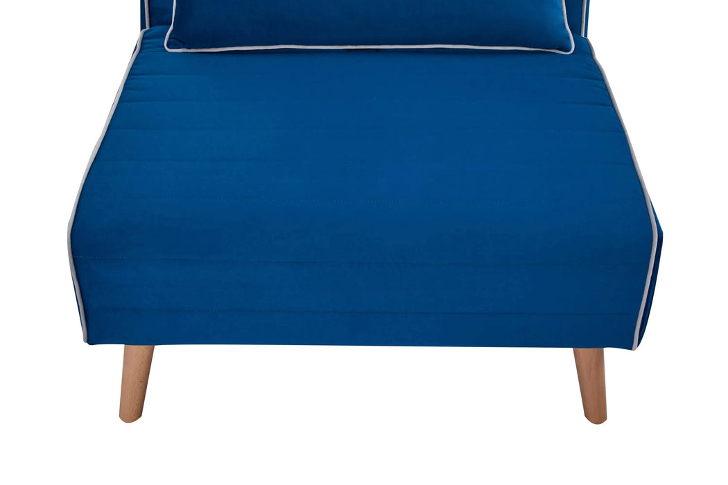 CANON Modern Velvet Foldable Sofa Bed with Piping Design - 3-Position Adjustable Backrest, Converts to Bed in 10 Seconds, Includes Pillow, Blue Space-Saving Sofa Bed for Small Default -DTYStore