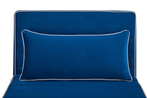 CANON Modern Velvet Foldable Sofa Bed with Piping Design - 3-Position Adjustable Backrest, Converts to Bed in 10 Seconds, Includes Pillow, Blue Space-Saving Sofa Bed for Small Default -DTYStore