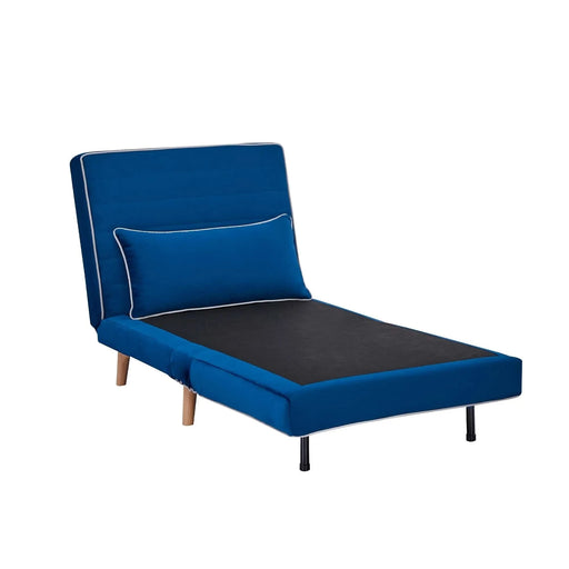CANON Modern Velvet Foldable Sofa Bed with Piping Design - 3-Position Adjustable Backrest, Converts to Bed in 10 Seconds, Includes Pillow, Blue Space-Saving Sofa Bed for Small Default -DTYStore