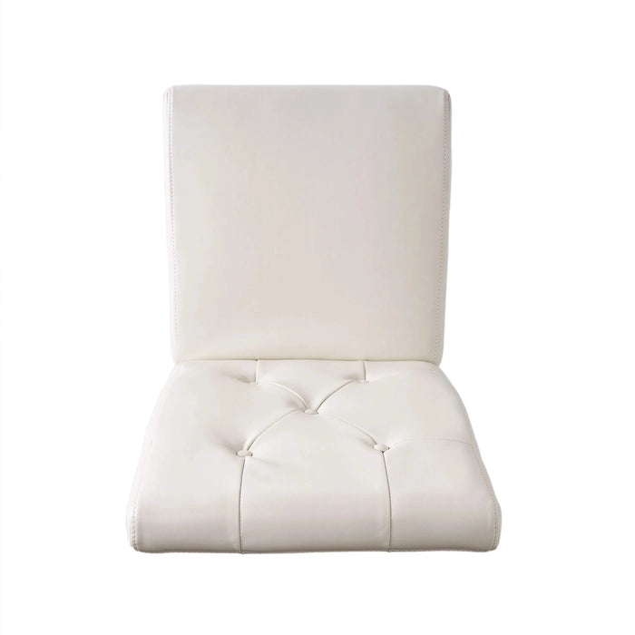 CARTER 5-Tuft KD Dining Chair with Button Tufted Backrest and Espresso Legs in Ivory Bonded Leather Default -DTYStore