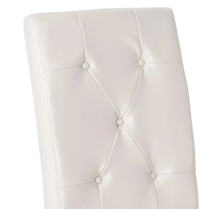 CARTER 5-Tuft KD Dining Chair with Button Tufted Backrest and Espresso Legs in Ivory Bonded Leather Default -DTYStore