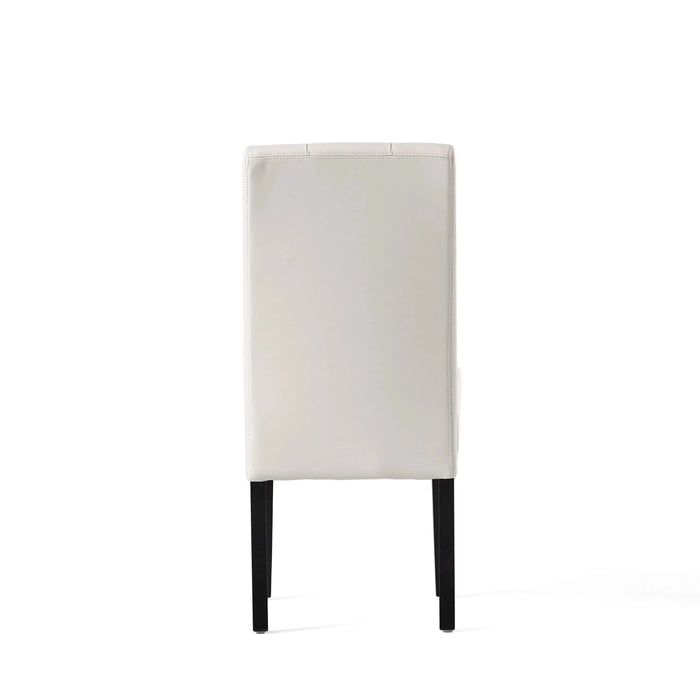 CARTER 5-Tuft KD Dining Chair with Button Tufted Backrest and Espresso Legs in Ivory Bonded Leather Default -DTYStore