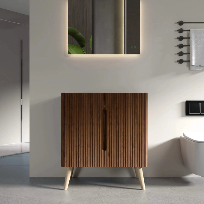 CC0430F305 Etna 30' Striped Walnut Bathroom Vanity WITHOUT Sink, Freestanding Bathroom Cabinet for Modern Bathroom Default -DTYStore