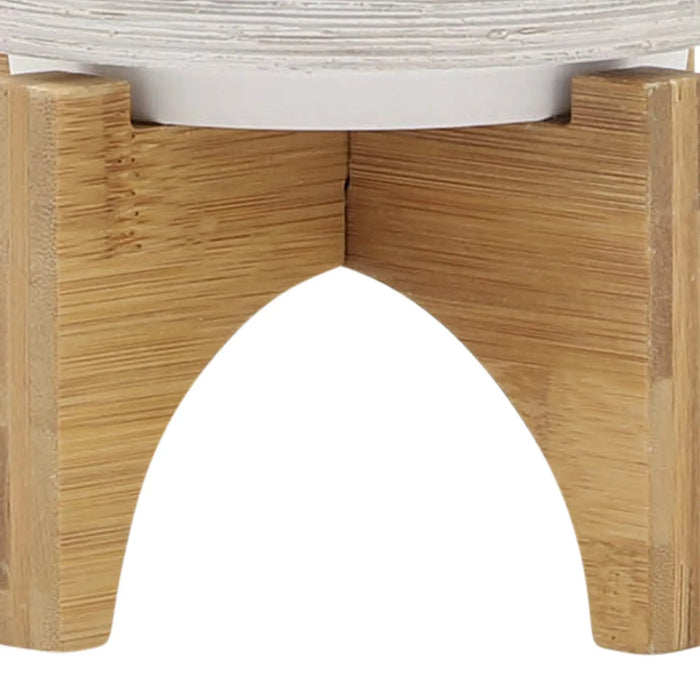 CERAMIC 5' PLANTER ON WOODEN STAND, GRAY Default -DTYStore