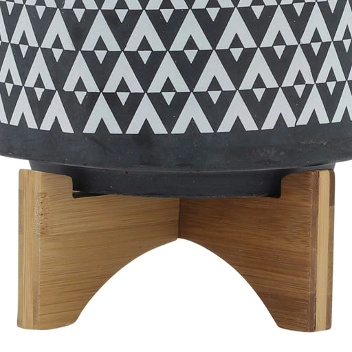 CERAMIC 8' AZTEC PLANTER ON WOODEN STAND, GRAY Default -DTYStore