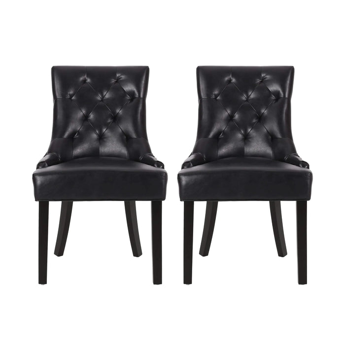 CHENEY Dining Chair Set of 2 - Contemporary Style with Tufted Diamond Stitching - Black PU Upholstery - 21.5'' x 25'' x 36'' Default -DTYStore