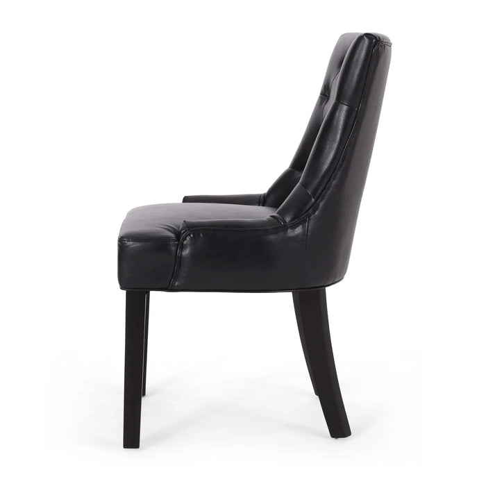 CHENEY Dining Chair Set of 2 - Contemporary Style with Tufted Diamond Stitching - Black PU Upholstery - 21.5'' x 25'' x 36'' Default -DTYStore