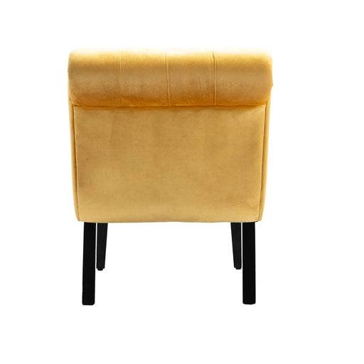 COOLMORE Modern Velvet Armless Accent Living Room Chair, Upholstered Button Comfortable Mustard -DTYStore