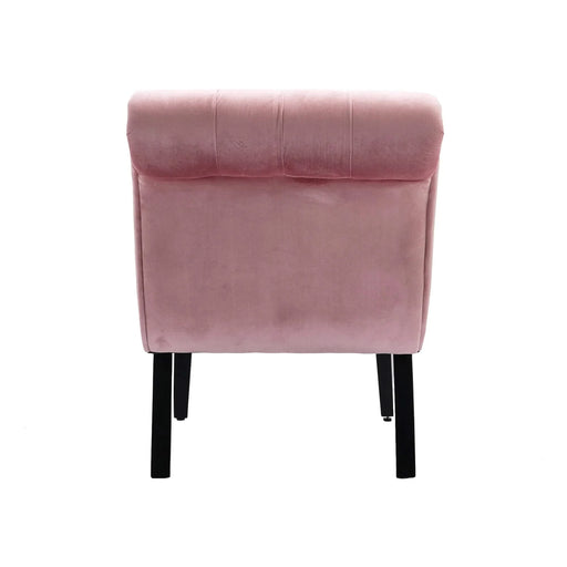 COOLMORE Modern Velvet Armless Accent Living Room Chair, Upholstered Button Comfortable Pink -DTYStore