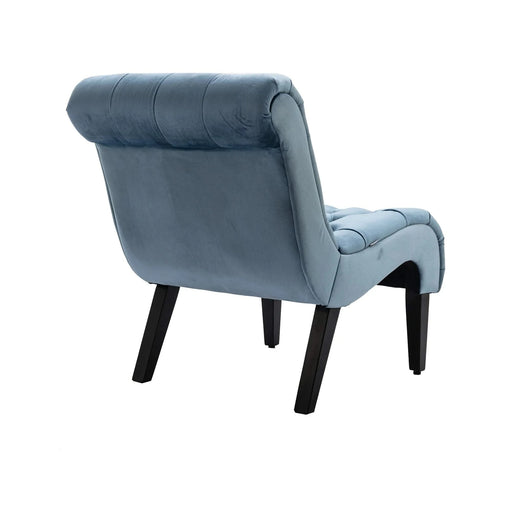 COOLMORE Modern Velvet Armless Accent Living Room Chair, Upholstered Button Comfortable Light Blue -DTYStore