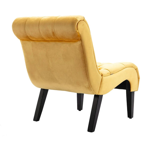 COOLMORE Modern Velvet Armless Accent Living Room Chair, Upholstered Button Comfortable Mustard -DTYStore