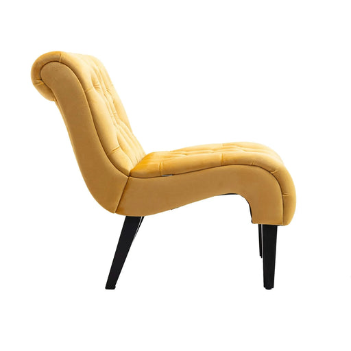 COOLMORE Modern Velvet Armless Accent Living Room Chair, Upholstered Button Comfortable Mustard -DTYStore
