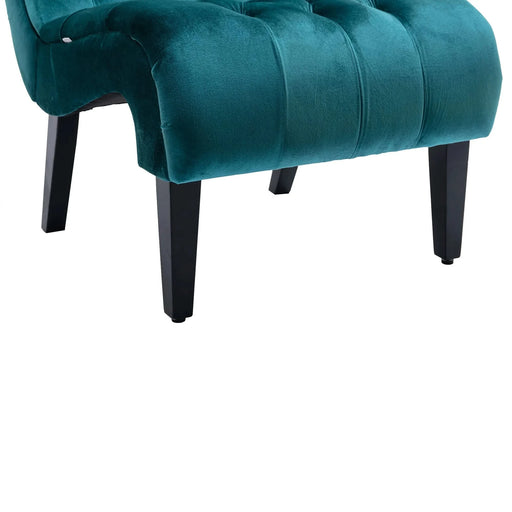 COOLMORE Modern Velvet Armless Accent Living Room Chair, Upholstered Button Comfortable Teal -DTYStore