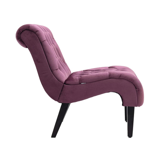 COOLMORE Modern Velvet Armless Accent Living Room Chair, Upholstered Button Comfortable Purple -DTYStore