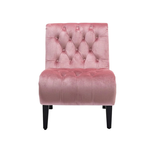 COOLMORE Modern Velvet Armless Accent Living Room Chair, Upholstered Button Comfortable Pink -DTYStore