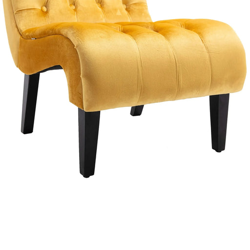COOLMORE Modern Velvet Armless Accent Living Room Chair, Upholstered Button Comfortable Mustard -DTYStore