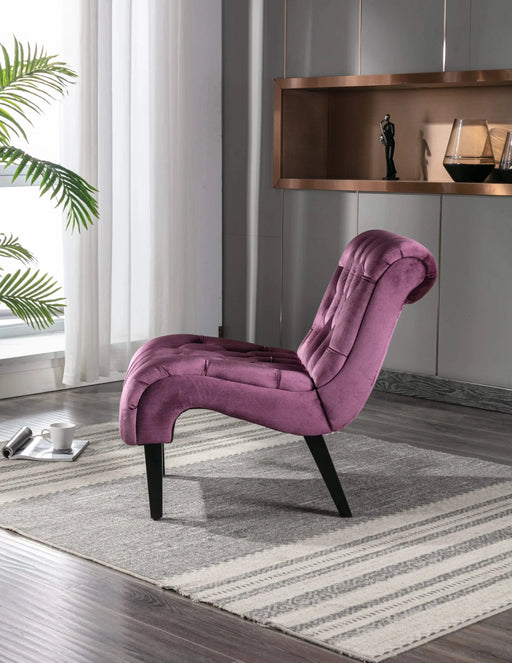 COOLMORE Modern Velvet Armless Accent Living Room Chair, Upholstered Button Comfortable Purple -DTYStore