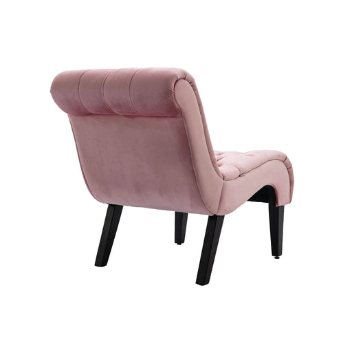 COOLMORE Modern Velvet Armless Accent Living Room Chair, Upholstered Button Comfortable Pink -DTYStore