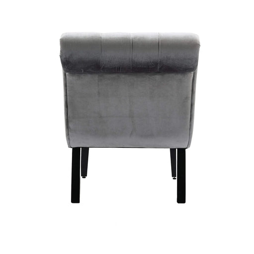 COOLMORE Modern Velvet Armless Accent Living Room Chair, Upholstered Button Comfortable Silver -DTYStore