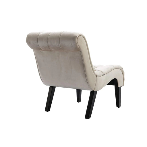 COOLMORE Modern Velvet Armless Accent Living Room Chair, Upholstered Button Comfortable Beige -DTYStore