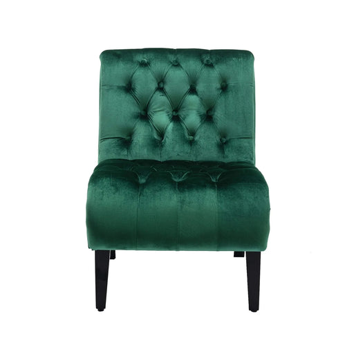 COOLMORE Modern Velvet Armless Accent Living Room Chair, Upholstered Button Comfortable Green -DTYStore