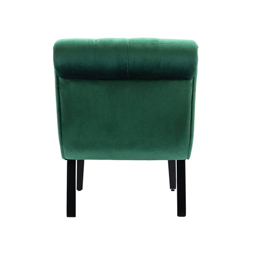 COOLMORE Modern Velvet Armless Accent Living Room Chair, Upholstered Button Comfortable Green -DTYStore