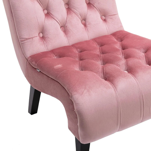 COOLMORE Modern Velvet Armless Accent Living Room Chair, Upholstered Button Comfortable Pink -DTYStore