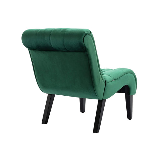 COOLMORE Modern Velvet Armless Accent Living Room Chair, Upholstered Button Comfortable Green -DTYStore
