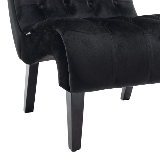 COOLMORE Modern Velvet Armless Accent Living Room Chair, Upholstered Button Comfortable Black -DTYStore
