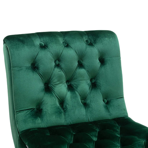 COOLMORE Modern Velvet Armless Accent Living Room Chair, Upholstered Button Comfortable Green -DTYStore