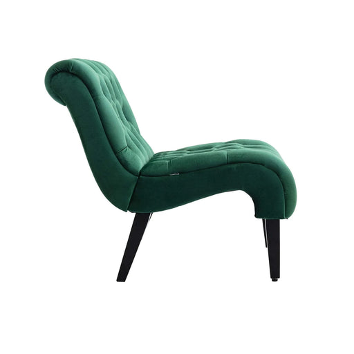 COOLMORE Modern Velvet Armless Accent Living Room Chair, Upholstered Button Comfortable Green -DTYStore
