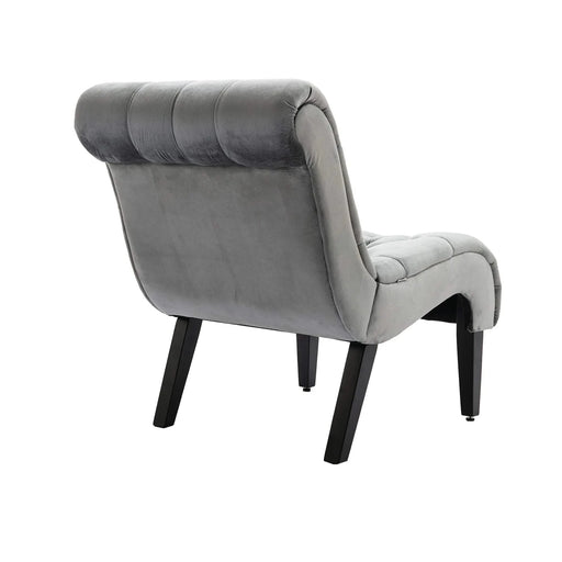 COOLMORE Modern Velvet Armless Accent Living Room Chair, Upholstered Button Comfortable Silver -DTYStore