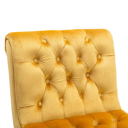 COOLMORE Modern Velvet Armless Accent Living Room Chair, Upholstered Button Comfortable Mustard -DTYStore
