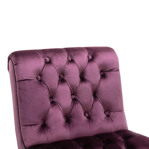 COOLMORE Modern Velvet Armless Accent Living Room Chair, Upholstered Button Comfortable Purple -DTYStore
