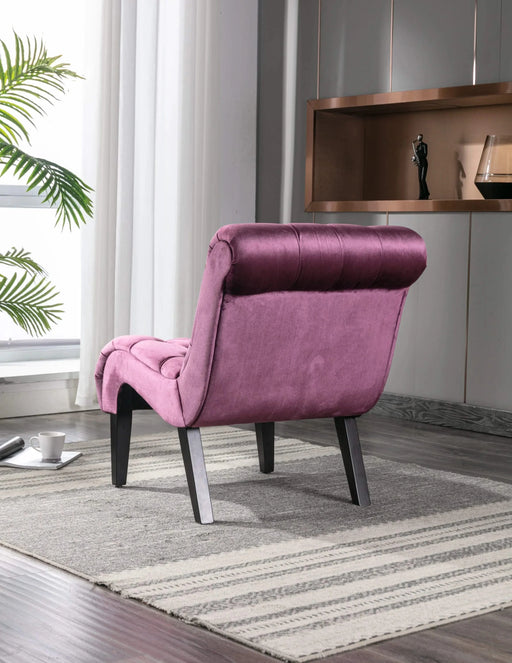 COOLMORE Modern Velvet Armless Accent Living Room Chair, Upholstered Button Comfortable Purple -DTYStore