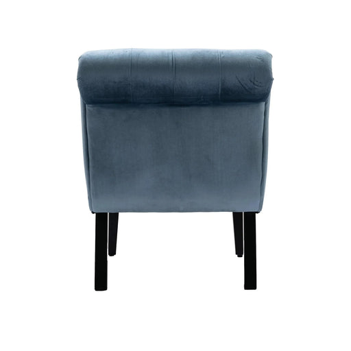 COOLMORE Modern Velvet Armless Accent Living Room Chair, Upholstered Button Comfortable Light Blue -DTYStore