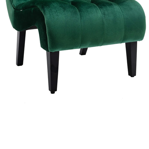COOLMORE Modern Velvet Armless Accent Living Room Chair, Upholstered Button Comfortable Green -DTYStore