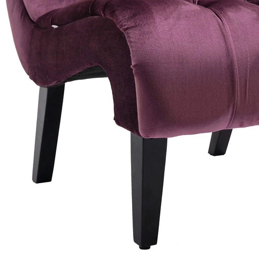 COOLMORE Modern Velvet Armless Accent Living Room Chair, Upholstered Button Comfortable Purple -DTYStore