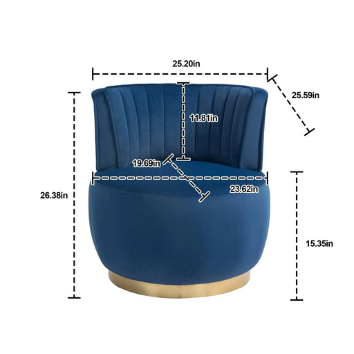 COOLMORE Swivel Barrel Chair, 360 Degree Swivel Accent Sofa Chair with Soft Velvet, Navy, 25.20'' x 25.59'' x 26.38'' Default -DTYStore