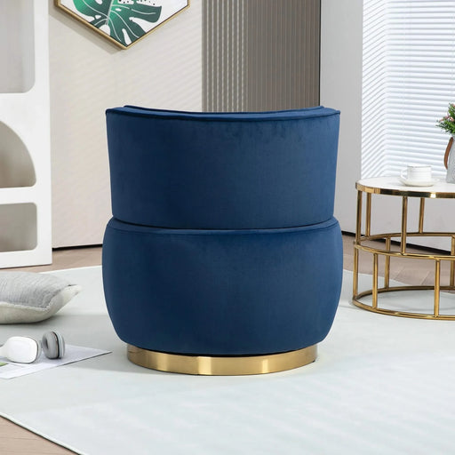 COOLMORE Swivel Barrel Chair, 360 Degree Swivel Accent Sofa Chair with Soft Velvet, Navy, 25.20'' x 25.59'' x 26.38'' Default -DTYStore