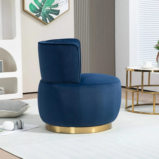 COOLMORE Swivel Barrel Chair, 360 Degree Swivel Accent Sofa Chair with Soft Velvet, Navy, 25.20'' x 25.59'' x 26.38'' Default -DTYStore