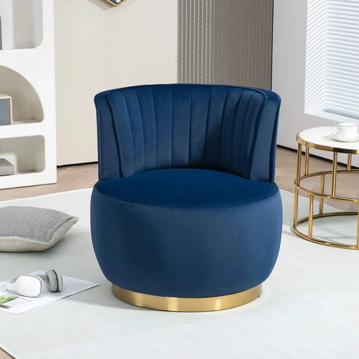 COOLMORE Swivel Barrel Chair, 360 Degree Swivel Accent Sofa Chair with Soft Velvet, Navy, 25.20'' x 25.59'' x 26.38'' Default -DTYStore