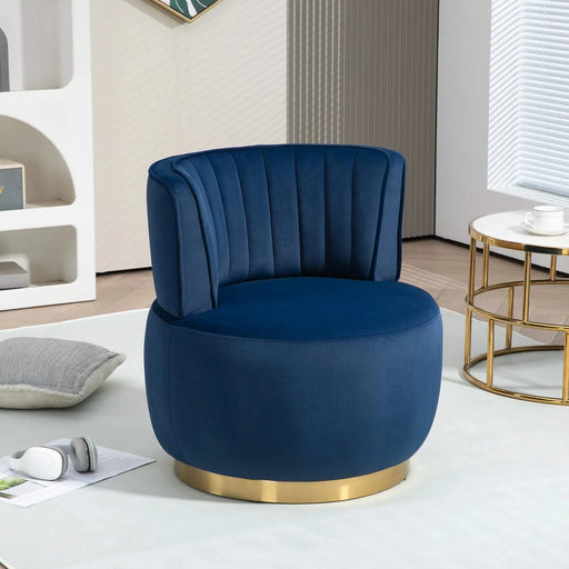 COOLMORE Swivel Barrel Chair, 360 Degree Swivel Accent Sofa Chair with Soft Velvet, Navy, 25.20'' x 25.59'' x 26.38'' Default -DTYStore