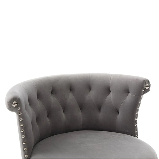 COOLMORE Velvet Bar Stool Set of 2, Adjustable Swivel Bar Stools with Silver Plated Metal Leg, Chrome Nailhead, Counter Height Chair for Kitchen,Dining Room Default -DTYStore