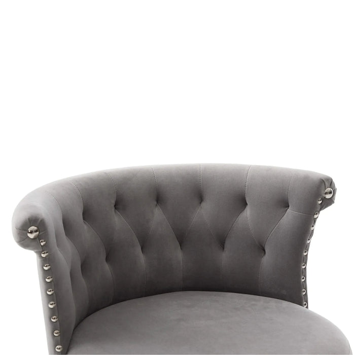 COOLMORE Velvet Bar Stool Set of 2, Adjustable Swivel Bar Stools with Silver Plated Metal Leg, Chrome Nailhead, Counter Height Chair for Kitchen,Dining Room Default -DTYStore