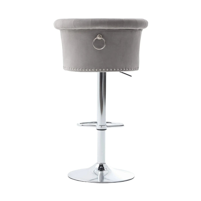 COOLMORE Velvet Bar Stool Set of 2, Adjustable Swivel Bar Stools with Silver Plated Metal Leg, Chrome Nailhead, Counter Height Chair for Kitchen,Dining Room Default -DTYStore