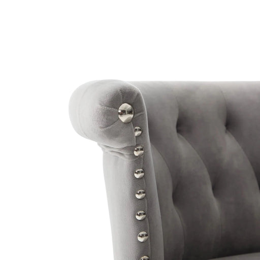 COOLMORE Velvet Bar Stool Set of 2, Adjustable Swivel Bar Stools with Silver Plated Metal Leg, Chrome Nailhead, Counter Height Chair for Kitchen,Dining Room Default -DTYStore