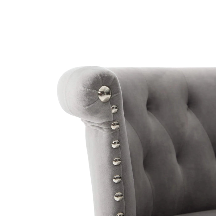 COOLMORE Velvet Bar Stool Set of 2, Adjustable Swivel Bar Stools with Silver Plated Metal Leg, Chrome Nailhead, Counter Height Chair for Kitchen,Dining Room Default -DTYStore