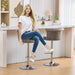 COOLMORE Velvet Bar Stool Set of 2, Adjustable Swivel Bar Stools with Silver Plated Metal Leg, Chrome Nailhead, Counter Height Chair for Kitchen,Dining Room Default -DTYStore